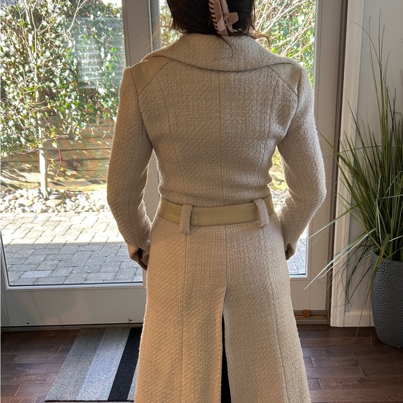 mackage women wool coat with leather trim - Picture 8 of 8